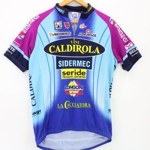 Vintage SMS Santini Cycling Jersey Mens Blue Short Sleeve Athletic Half Zip 2XL